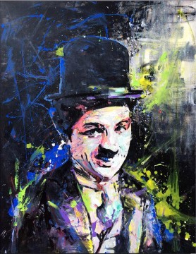 un retrato de Chaplin texturizado Pinturas al óleo